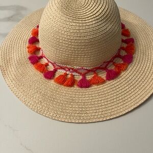 Target Tan and Pink Sun Hat with Decorative Trim